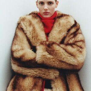 Like New Mango COAT WITH FUR-EFFECT LAPELS